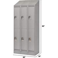 Lockers, 2 -tier, Bank of 3, 36" x 18" x 86", Steel, Grey, Knocked Down CSL Industriel Inc.