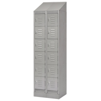 Lockers, 6 -tier, Bank of 2, 24" x 18" x 86", Steel, Grey, Knocked Down CSL Industriel Inc.