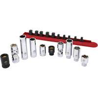 Chrome Finish Socket Set with Rail, 10 Pieces, 1/4"/3/8" Drive Size CSL Industriel Inc.