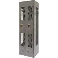 Vented Lockers, Bank of 2, 24" x 18" x 78", Steel, Grey, Knocked Down, Perforated CSL Industriel Inc.