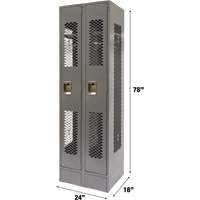 Vented Lockers, Bank of 2, 24" x 18" x 78", Steel, Grey, Knocked Down, Perforated CSL Industriel Inc.