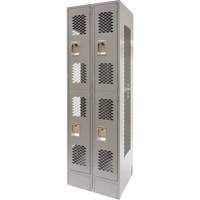 Vented Lockers, 2 -tier, Bank of 2, 24" x 18" x 78", Steel, Grey, Knocked Down, Perforated CSL Industriel Inc.