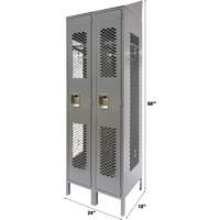 Vented Lockers, Bank of 2, 24" x 18" x 88", Steel, Grey, Knocked Down, Perforated CSL Industriel Inc.