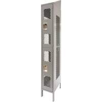 Vented Lockers, 2 -tier, 12" x 18" x 88", Steel, Grey, Knocked Down, Perforated CSL Industriel Inc.