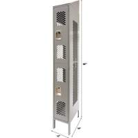 Vented Lockers, 2 -tier, 12" x 18" x 88", Steel, Grey, Knocked Down, Perforated CSL Industriel Inc.