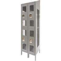 Vented Lockers, 2 -tier, Bank of 2, 24" x 18" x 88", Steel, Grey, Knocked Down, Perforated CSL Industriel Inc.