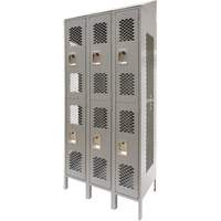 Vented Lockers, 2 -tier, Bank of 3, 36" x 18" x 88", Steel, Grey, Knocked Down, Perforated CSL Industriel Inc.