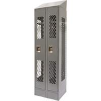 Vented Lockers, Bank of 2, 24" x 18" x 88", Steel, Grey, Knocked Down, Perforated CSL Industriel Inc.