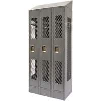 Vented Lockers, Bank of 3, 36" x 18" x 88", Steel, Grey, Knocked Down, Perforated CSL Industriel Inc.