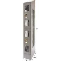 Vented Lockers, 2 -tier, 12" x 18" x 88", Steel, Grey, Knocked Down, Perforated CSL Industriel Inc.