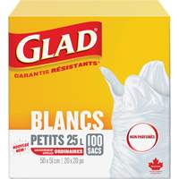 Petits sacs &agrave; ordures 25 L sans parfum, R&eacute;gulier, 20" la x 20" lo, Blanc CSL Industriel Inc.