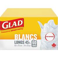 Tall 45L Unscented Garbage Bags, Regular, 24" W x 28" L, White CSL Industriel Inc.