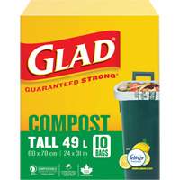 Tall Compostable Bags, Regular, 31" L x 24" W, Brown, 49 L (13 Gal.) Capacity CSL Industriel Inc.