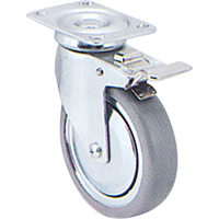 Zinc Plated Caster, Swivel with Brake, 3" (76 mm), Rubber, 150 lbs. (68 kg.) CSL Industriel Inc.