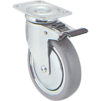 Zinc Plated Caster, Swivel with Brake, 4" (101.6 mm), Rubber, 200 lbs. (91 kg.) CSL Industriel Inc.