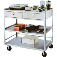 Stainless Steel Equipment Stands, 300 lbs. Capacity, Stainless Steel, 20"/20-1/8" x W, 35" x H, 37"/36-3/8" D, Knocked Down, 2 Drawers CSL Industriel Inc.