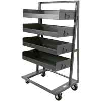 Chariot &agrave; cadre en A robuste &agrave; un c&ocirc;t&eacute; avec 4 grands plateaux &agrave; rebord, 38" x 25" x 63", Capacit&eacute; 2500 lb CSL Industriel Inc.