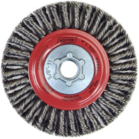 Brosse &agrave; fils nou&eacute;s pour cordons de soudure pour meuleuse angulaire, Dia. 4", Fils 0,02", Arbre 5/8"-11, Acier CSL Industriel Inc.