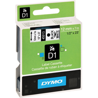 D1 Label Cassette, 12 mm x 23', Black on White CSL Industriel Inc.