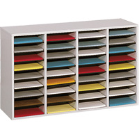 Adjustable Compartment Literature Organizer, Stationary, 36 Slots, Wood, 39-1/4" W x 11-3/4" D x 24" H CSL Industriel Inc.