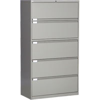 Lateral Filing Cabinet, Steel, 5 Drawers, 36" W x 18" D x 65-1/2" H, Grey CSL Industriel Inc.