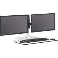 Bureau &eacute;lectrique assis/debout Soar avec bras d&eacute;cran double, Mod&egrave;le de bureau, 37-1/4" h x 27-3/4" la x 22" p, Blanc CSL Industriel Inc.