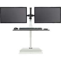 Bureau &eacute;lectrique assis/debout Soar avec bras d&eacute;cran double, Mod&egrave;le de bureau, 37-1/4" h x 27-3/4" la x 22" p, Blanc CSL Industriel Inc.