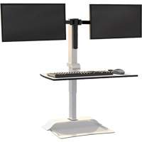 Bureau &eacute;lectrique assis/debout Soar avec bras d&eacute;cran double, Mod&egrave;le de bureau, 37-1/4" h x 27-3/4" la x 22" p, Blanc CSL Industriel Inc.