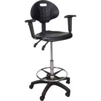 Tabouret ergonomique robuste avec accoudoirs r&eacute;glables et roulettes en nylon, Mobile, Ajustable Hauteur, Capacit&eacute; 250 lb CSL Industriel Inc.