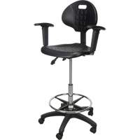 Tabouret ergonomique robuste avec accoudoirs r&eacute;glables et roulettes en nylon, Mobile, Ajustable Hauteur, Capacit&eacute; 250 lb CSL Industriel Inc.