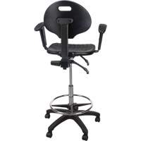 Tabouret ergonomique robuste avec accoudoirs r&eacute;glables et roulettes en nylon, Mobile, Ajustable Hauteur, Capacit&eacute; 250 lb CSL Industriel Inc.