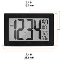 Horloge murale &agrave; r&eacute;glage et ajustement automatiques avec support, Num&eacute;rique, &agrave; piles, Noir CSL Industriel Inc.