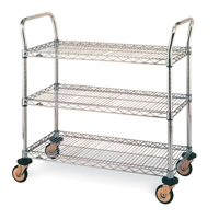 Chariot utilitaire &agrave; usage standard avec tablettes en treillis m&eacute;tallique, Chrom&eacute;, 24" x 39" x 36", Capacit&eacute; 375 lb CSL Industriel Inc.
