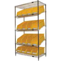 &eacute;tag&egrave;re en treillis m&eacute;tallique &agrave; tablettes inclin&eacute;es avec bacs, Tiers 5, 36" la x 63" h x 18" p CSL Industriel Inc.