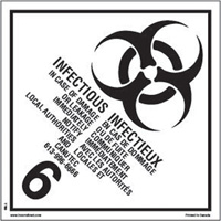 &eacute;tiquettes d'exp&eacute;dition TMD, Classe 6,2, Substances infectieuses, Vinyle CSL Industriel Inc.