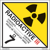&eacute;tiquettes d'exp&eacute;dition TMD, Classe 7, Radioactif III, Papier CSL Industriel Inc.