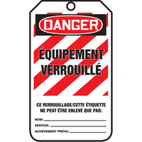 &eacute;tiquettes de s&eacute;curit&eacute; - Verrouillage, Papier cartonn&eacute;, 3-1/8" la x 5-7/8" h, Français CSL Industriel Inc.