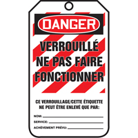 &eacute;tiquettes de verrouillage, Papier cartonn&eacute;, 3-1/8" la x 5-7/8" h, Français CSL Industriel Inc.