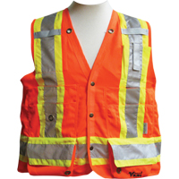 Vestes de s&eacute;curit&eacute; pour arpenteur, Orange haute visibilit&eacute;, Moyen, Polyester CSL Industriel Inc.
