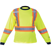 Chemise de s&eacute;curit&eacute; &agrave; manches longues, Polyester, Moyen, Jaune lime haute visibilit&eacute; CSL Industriel Inc.