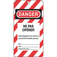 Lockout Tags, Plastic, 3" W x 5-3/4" H, French CSL Industriel Inc.