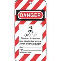 Lockout Tags, Plastic, 3" W x 5-3/4" H, French CSL Industriel Inc.