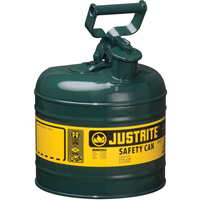 Bidons s&eacute;curitaires, Type I, Acier, 2 gal. US, Vert, Homologu&eacute; FM/List&eacute; UL/ULC CSL Industriel Inc.