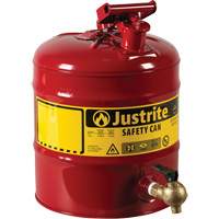 Bidon avec robinet s&eacute;curitaires pour laboratoires, Type I, Acier, 5 gal. US, Rouge, Homologu&eacute; FM CSL Industriel Inc.