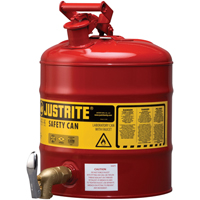 Bidon avec robinet s&eacute;curitaires pour laboratoires, Type I, Acier, 5 gal. US, Rouge, Homologu&eacute; FM CSL Industriel Inc.
