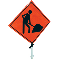 Men At Work Pole Sign, 24" x 24", Vinyl, Pictogram CSL Industriel Inc.