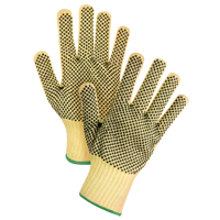Gants tricot&eacute;s deux c&ocirc;t&eacute;s, sans couture, &agrave; pois, Taille Moyen/8, Calibre 7, Rev&ecirc;tement PVC, Enveloppe en Kevlar, ASTM ANSI niveau A2/EN 388 niveau 3 CSL Industriel Inc.