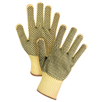 Gants tricot&eacute;s deux c&ocirc;t&eacute;s, sans couture, &agrave; pois, Taille Grand/9, Calibre 7, Rev&ecirc;tement PVC, Enveloppe en Kevlar, ASTM ANSI niveau A2/EN 388 niveau 3 CSL Industriel Inc.