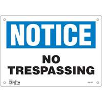 Enseigne No Trespassing, 7" x 10", Aluminium, Anglais CSL Industriel Inc.