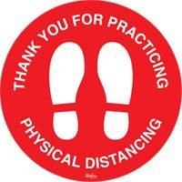 Enseigne pour plancher  Physical Distancing , Adh&eacute;sif, Anglais avec pictogramme CSL Industriel Inc.